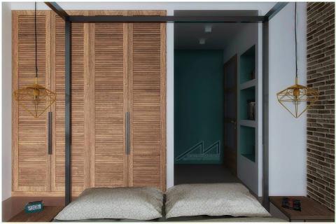hotel room, 3d, visualisation, interior design, sea, blue