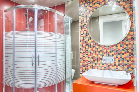 rennovation,  interior design, μπάνιο, πλακάκια, επικαθήμενος νιπτήρας, bathroom, tiles, colours rennovation,  interior design, μπάνιο, πλακάκια, επικαθήμενος νιπτήρας, bathroom, tiles, colours