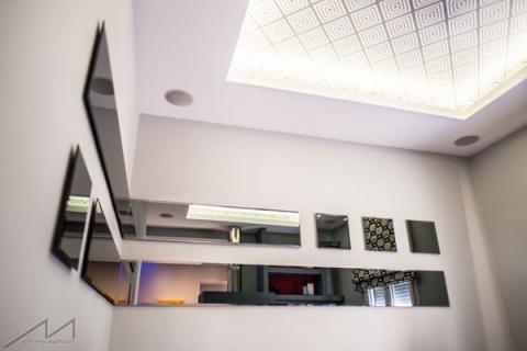 interior design, fireplace, ground floor plan, lefteris martakis, living room, sofa, σαλόνι mirrors on the wall, interior design, fireplace, ground floor plan, lefteris martakis, living room, sofa, σαλόνι